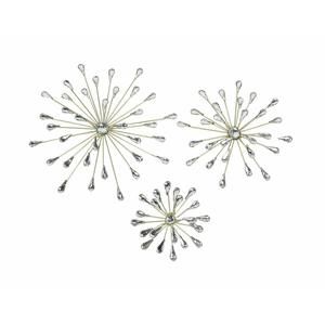 Set Of 3 Gold Finish Teardrop Crystal Jeweled Rhinestone Starburst Metal Wall🦁